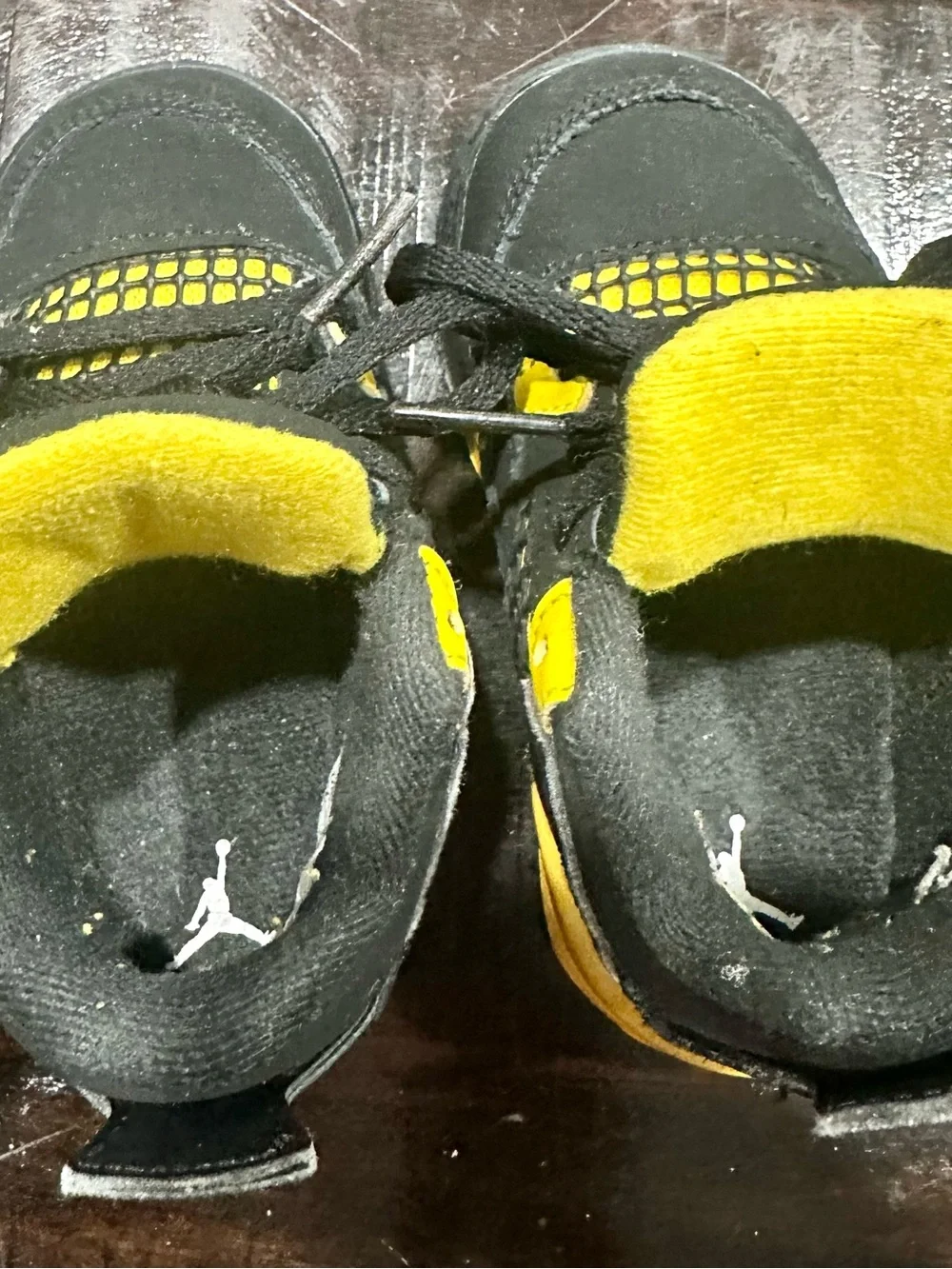 Nike Air Jordan 4 Retro THUNDER Toddler Shoes Sz 6c Black Yellow (BQ7670-017)